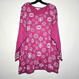 Woman within dark pink knit long sleeve tunic 26 28 2X
